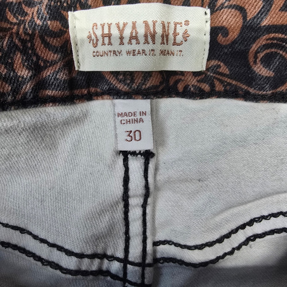 Shyanne Womens Paisley Print Flare Jeans Bell Bottom Western Boho Country 30x31 - Picture 9 of 11